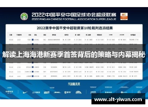 解读上海海港新赛季首签背后的策略与内幕揭秘 解读上海海港新赛季首签背后的策略与内幕揭秘
