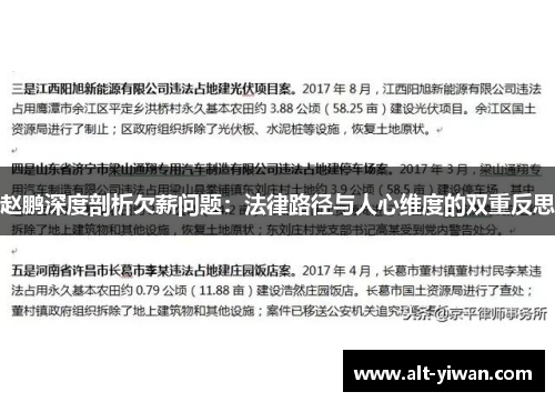赵鹏深度剖析欠薪问题：法律路径与人心维度的双重反思